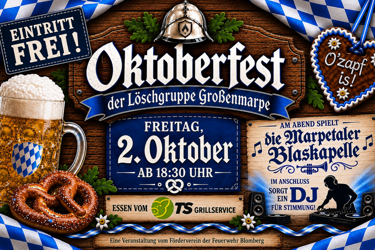 Oktoberfest in Großenmarpe: Blasmusik, DJ und freier Eintritt