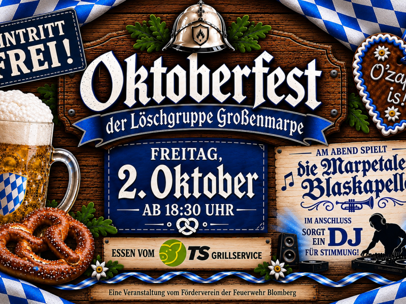 Oktoberfest in Großenmarpe: Blasmusik, DJ und freier Eintritt